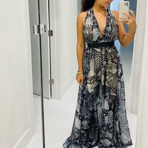 Black and grey snake print maxi dress